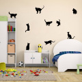 Selbstklebende kundenspezifische preiswerte Karikatur-schwarze Katzen-Wand-Aufkleber-Dekoration